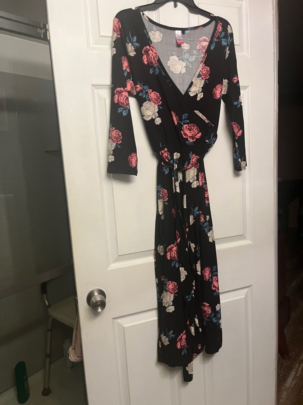 Black Floral crop jumpsuit with Pink & Cream Blooms